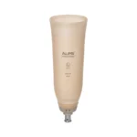 A beige ALPS locking liner for a prosthetic leg stands upright against a white background, labeled size 26 and 3 mm; the image feels clean and clinical.